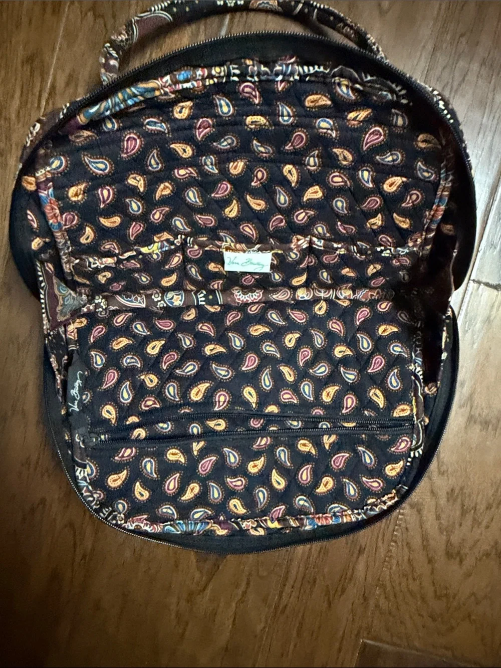 Vera Bradley Black Paisley Quilted Handbag with Multicolor Floral Print